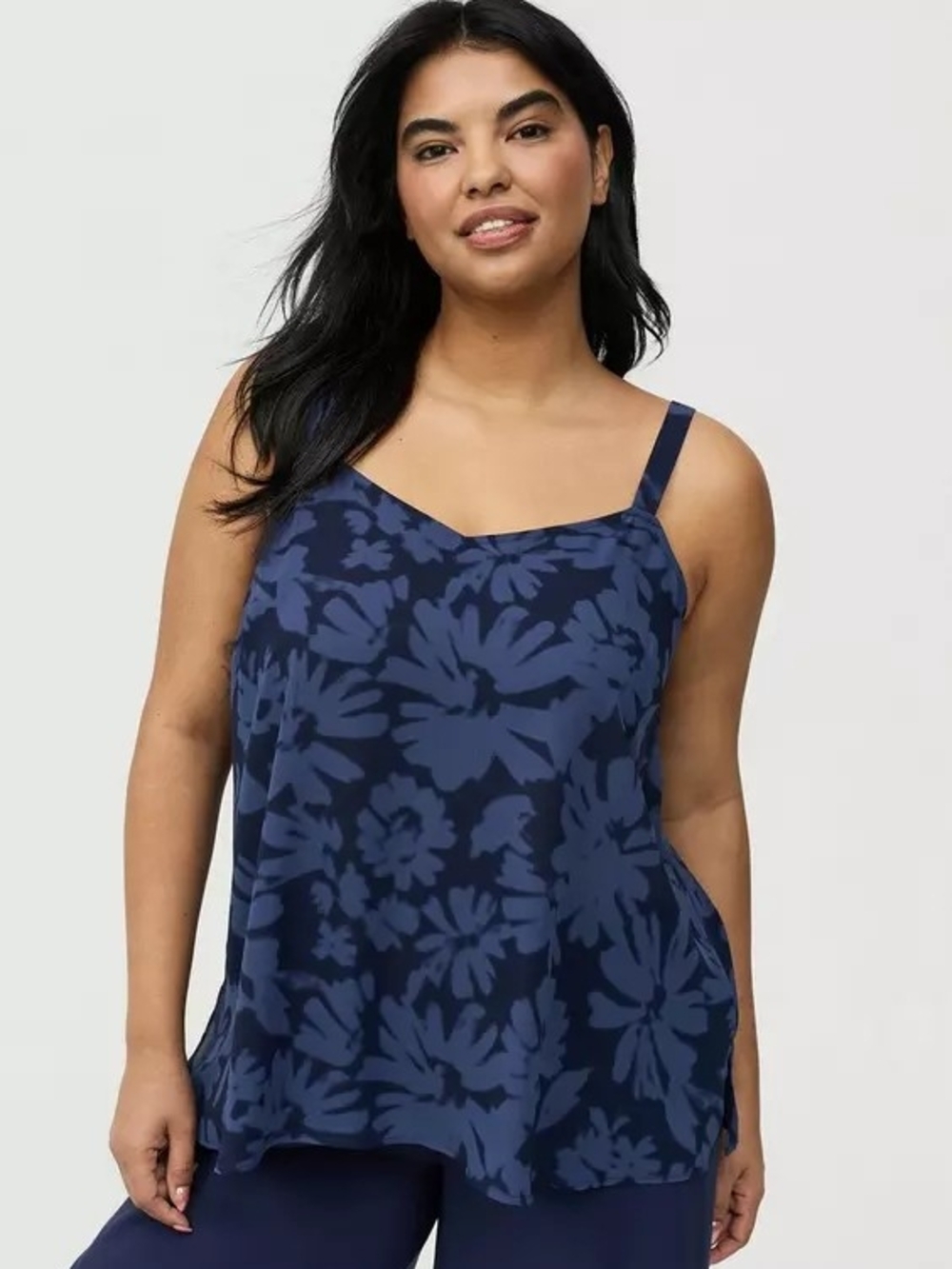 torrid Navy Blue Floral Print Tank with Adjustable Straps